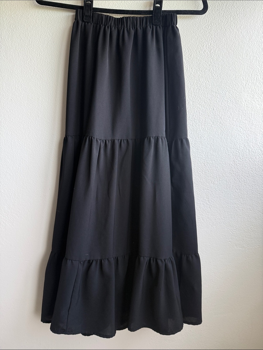 Cider Black Tiered Maxi Skirt with Elastic Waistband
